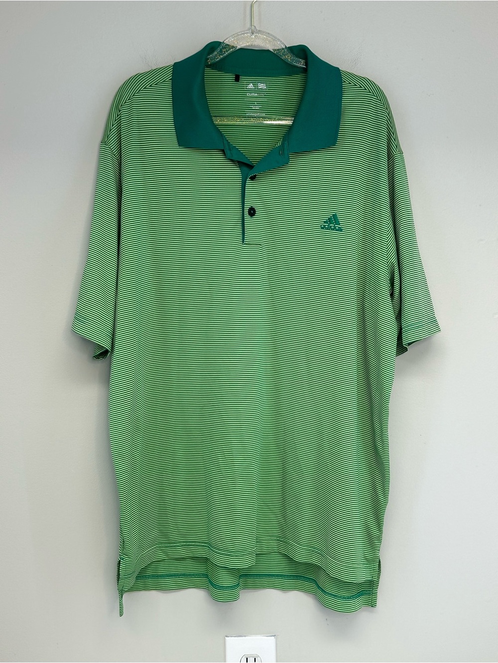 Adidas Men’s Green Striped Polo Shirt size large